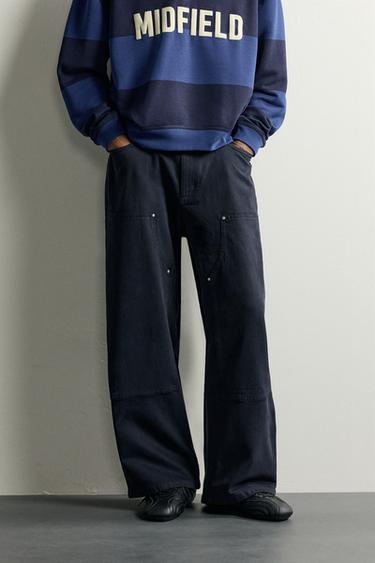 STUDDED CARPENTER TROUSERS - Navy blue by Zara - Image 0