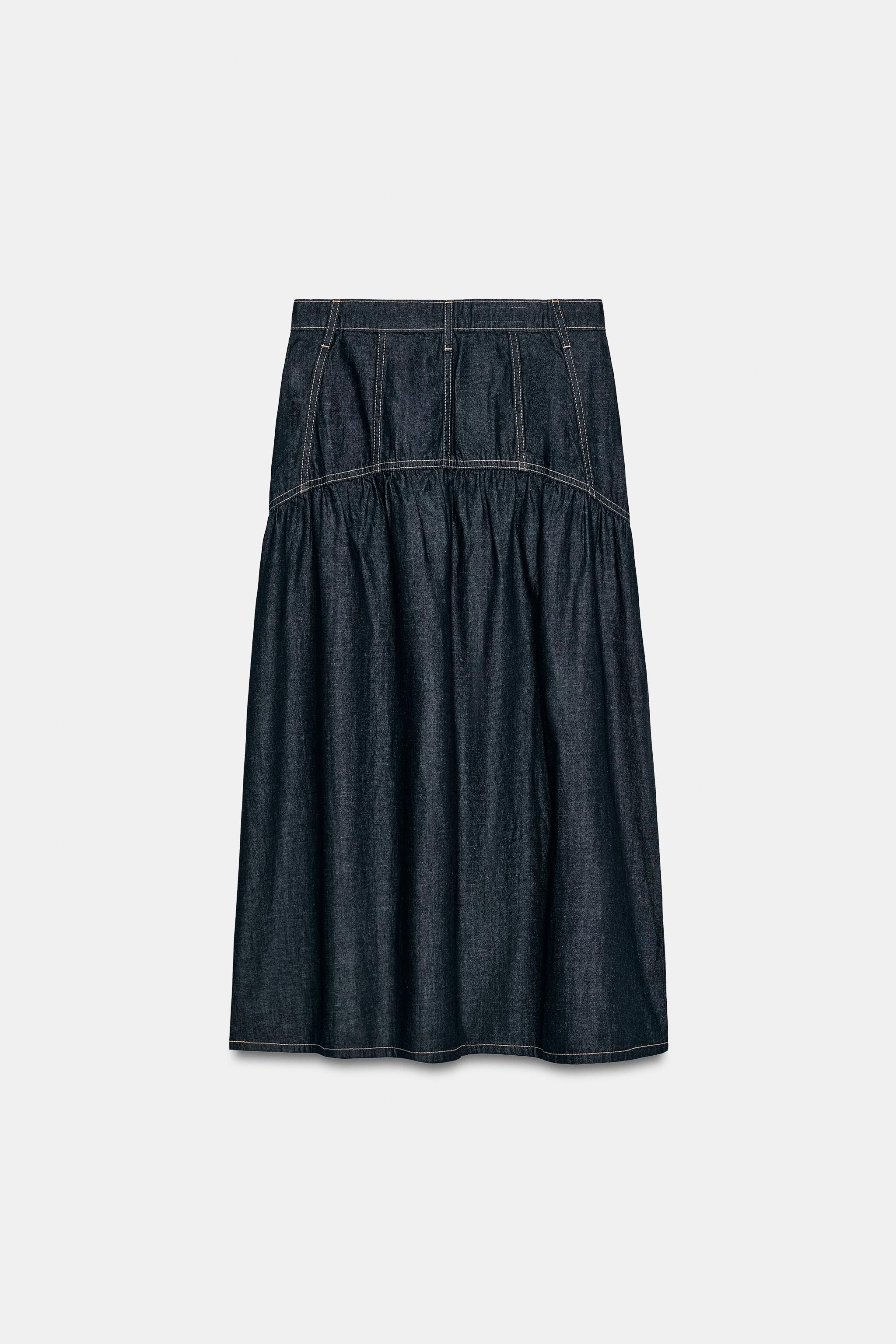 DENIM MIDI SKIRT - Dark indigo | ZARA South Africa