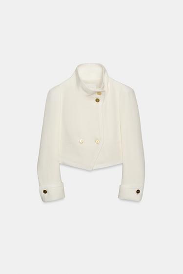 ZW COLLECTION CONTRAST CROPPED JACKET LIMITED EDITION - Ecru by Zara