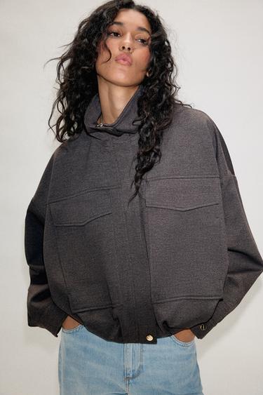 HIGH-NECK BOMBER JACKET - brown vigore by Zara