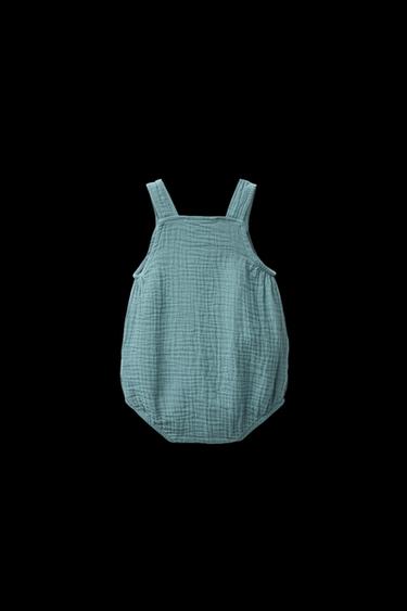 Zara TEXTURED JUMPSUIT WITH ELEPHANT EMBROIDERY - Sea green