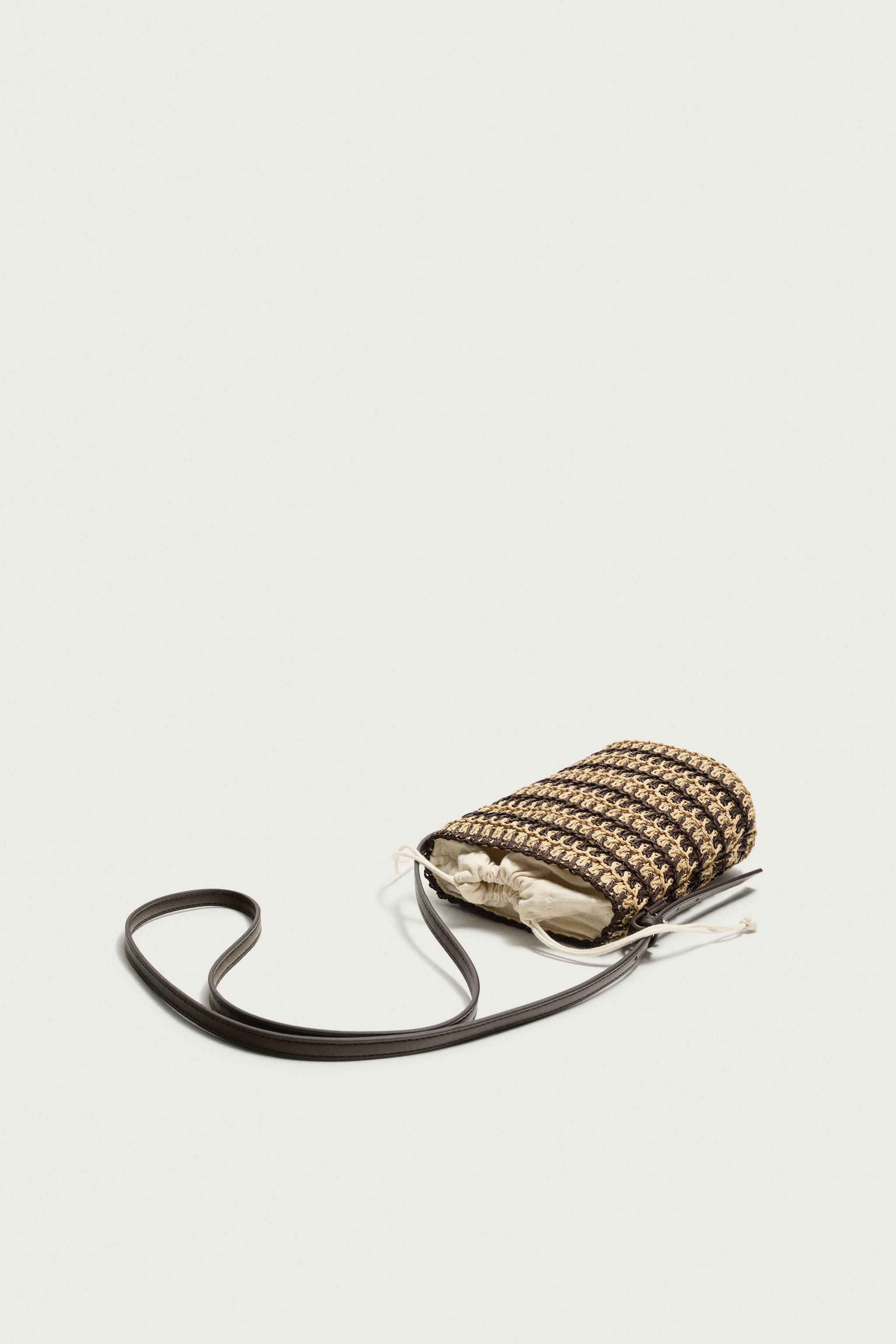 BRAIDED VERTICAL CROSSBODY BAG — Off White