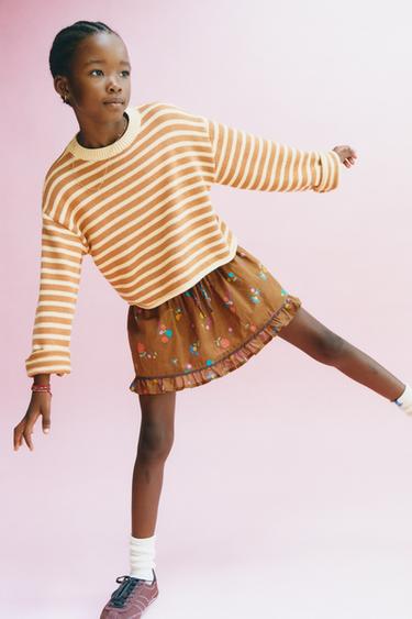 FALDA ESTAMPADA FLORES - Caramelo de Zara