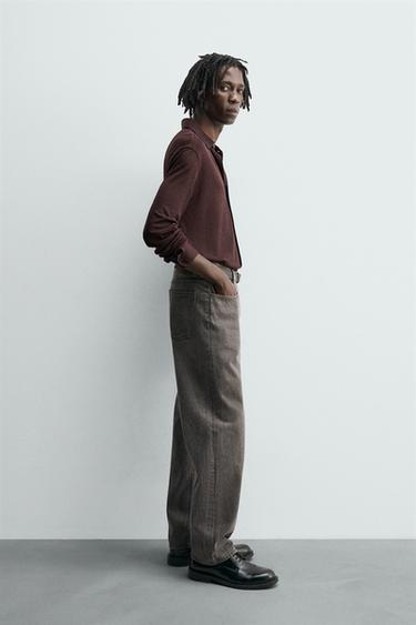 TEXTURED JACQUARD SHIRT - Dark burgundy by Zara - Image 3