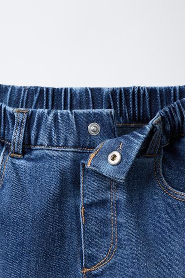 Zara COMFORT BAGGY DENIM PANTS - Mid-blue