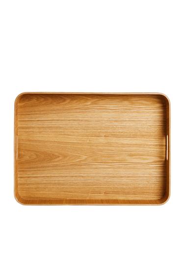 LARGE WOODEN TRAY - Light beige by Zara