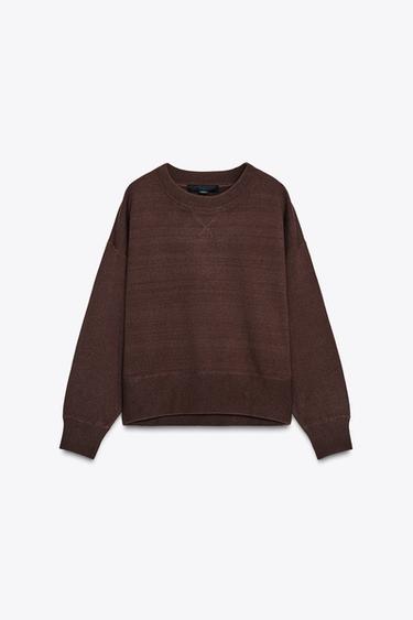 MOLETOM DE TRICÔ LISO - Marrom-claro da Zara