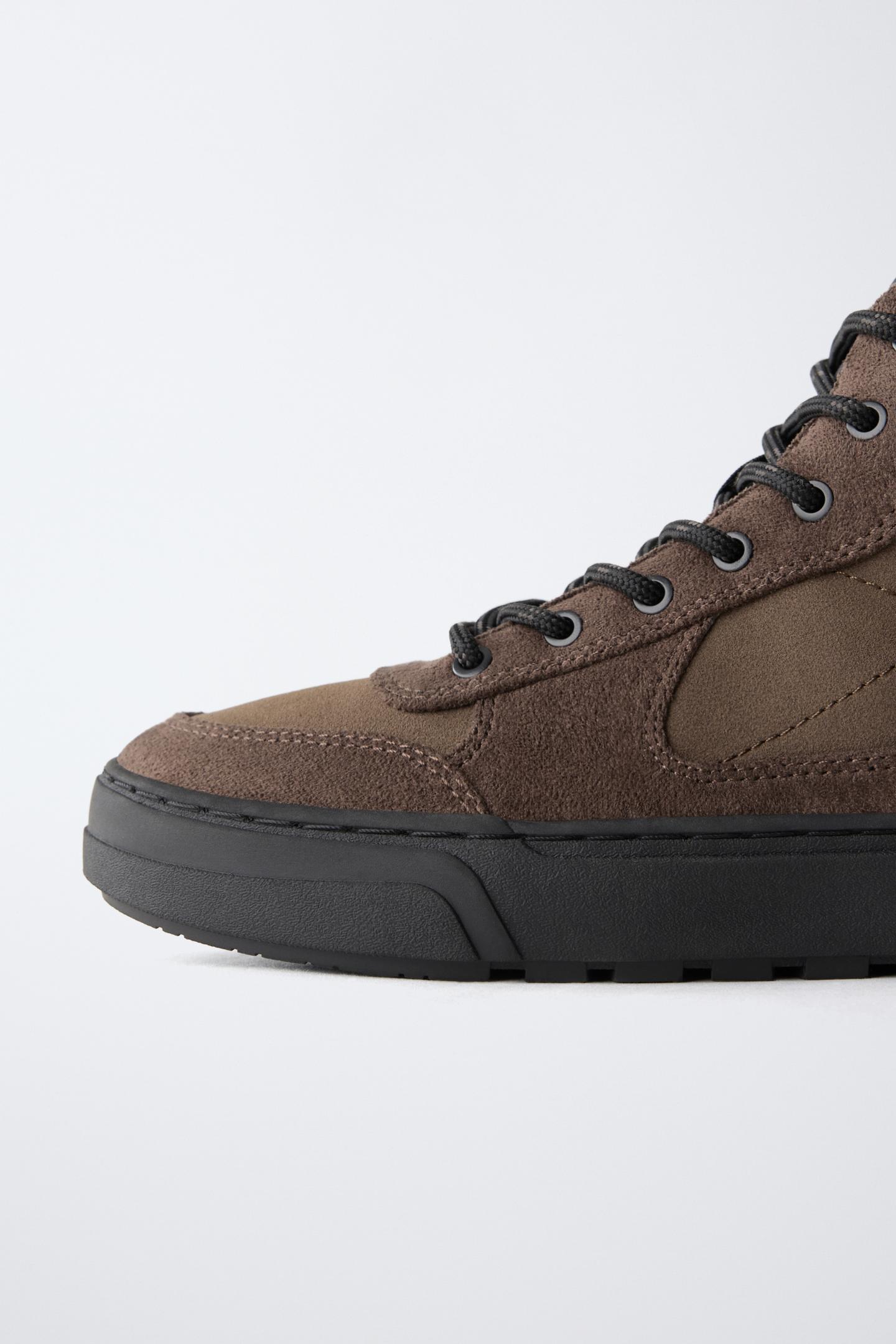 Детские кроссовки Zara Panel Sneaker, цвет: Коричневый — фото 4