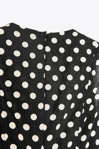 ZW COLLECTION POLKA DOT MIDI DRESS - Black / White by Zara - Image 8