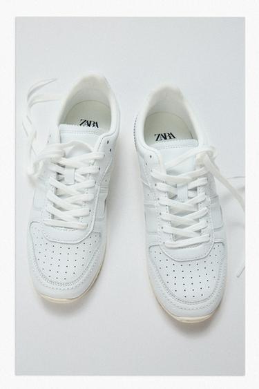 Zara LEATHER SNEAKERS - White