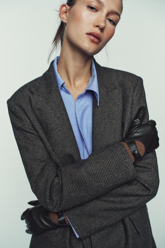 FAUX LEATHER GLOVES WITH WOOL