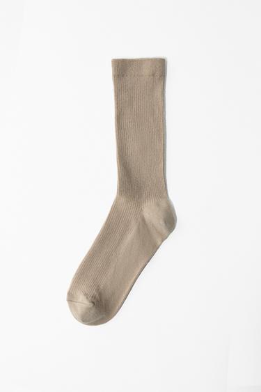 FINE RIBBED SOCKS - Sand by Zara
