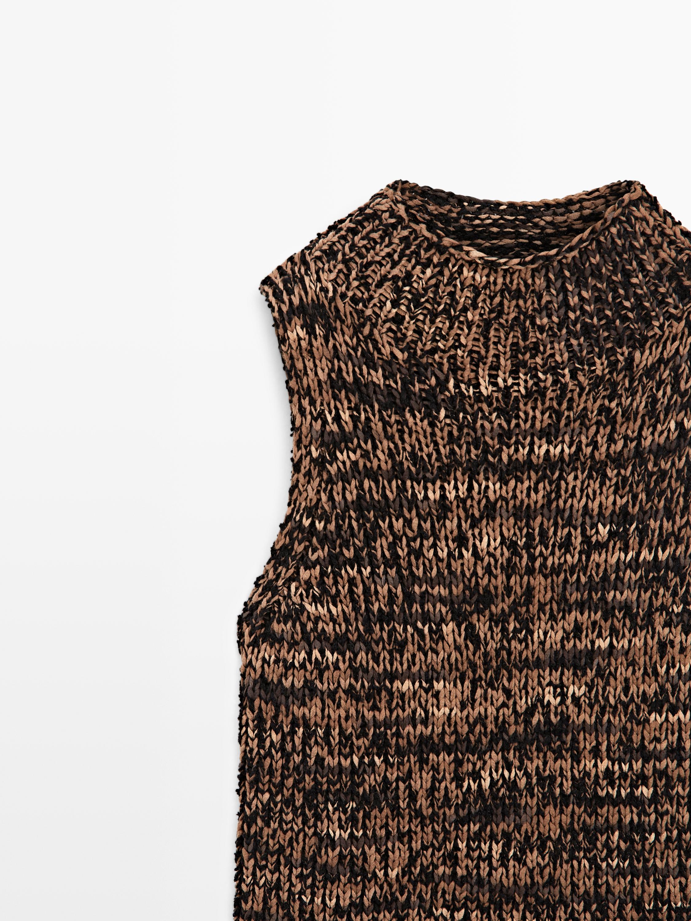 Flecked knit halter top