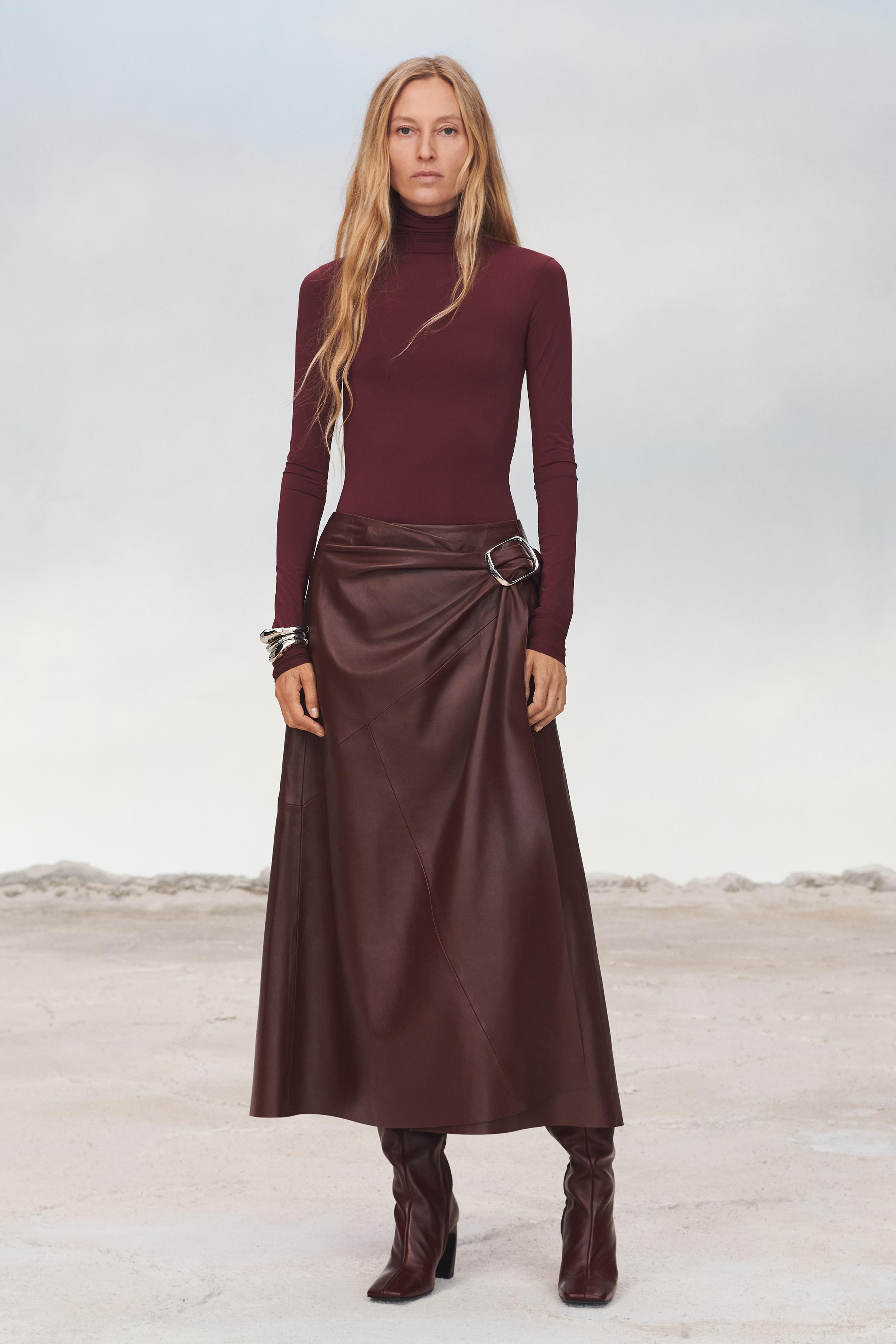 Burgundy leather skirt canada best sale