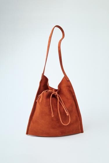 MINI BOLSO PIEL PLANO LAZO - Naranja de Zara