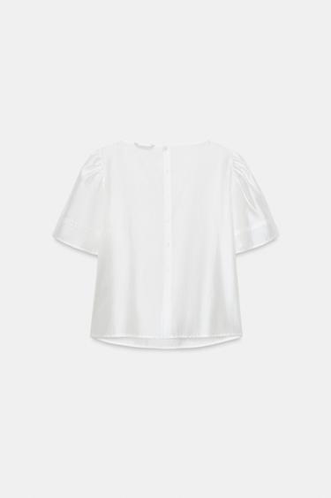 EMBROIDERED SHORT SLEEVE BLOUSE - White by Zara - Image 6