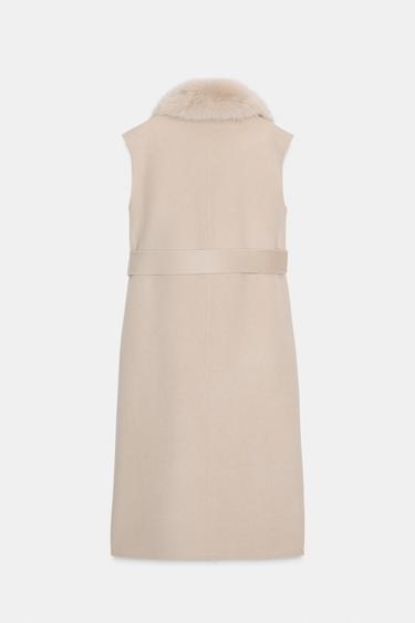 GILET COL EFFET FOURRURE ZW COLLECTION - Écru de Zara - Image 9