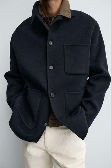 WOOL OVERSHIRT WITH POCKETS - Navy blue by Zara - Image 5