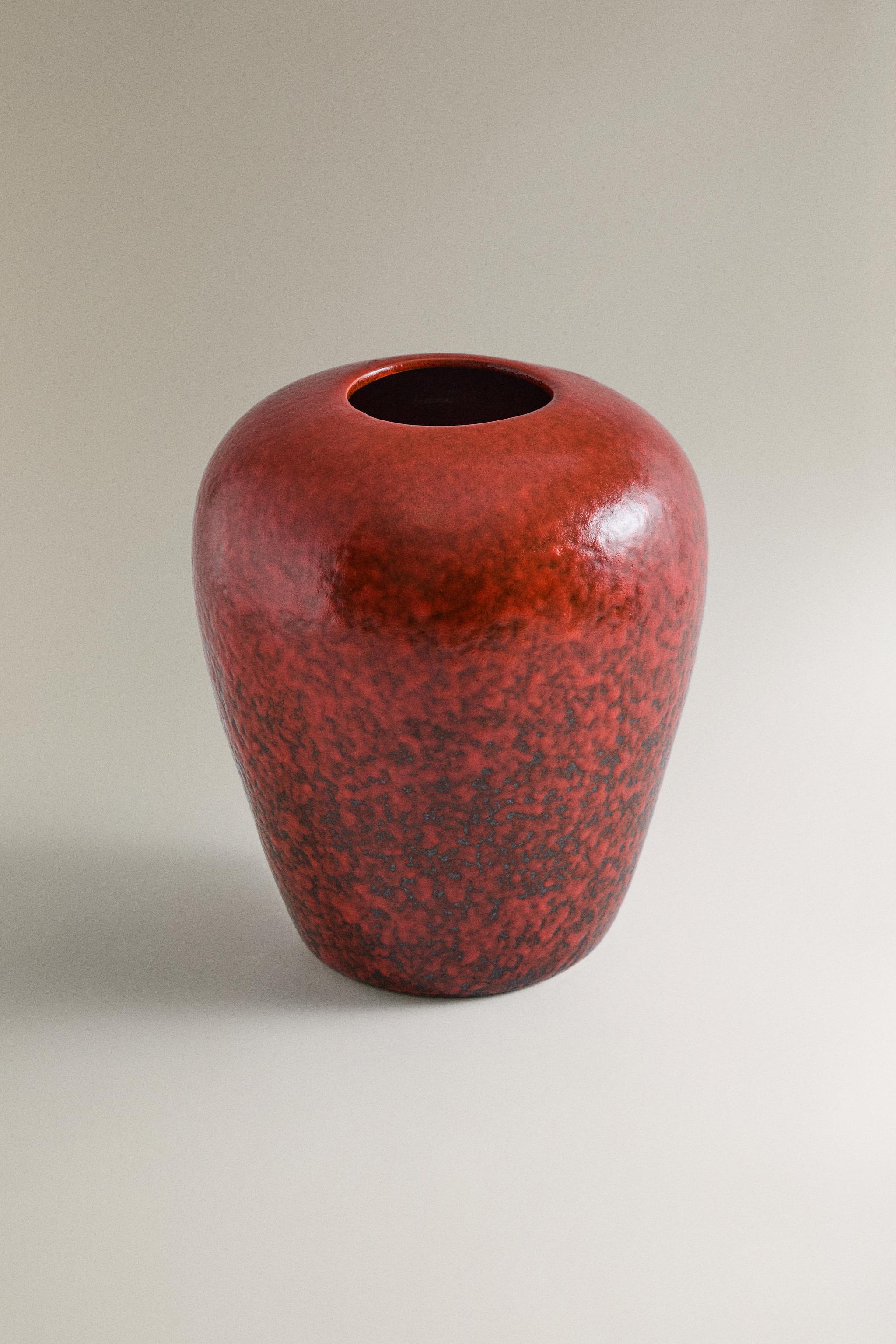 OVAL RED STONEWARE VASE