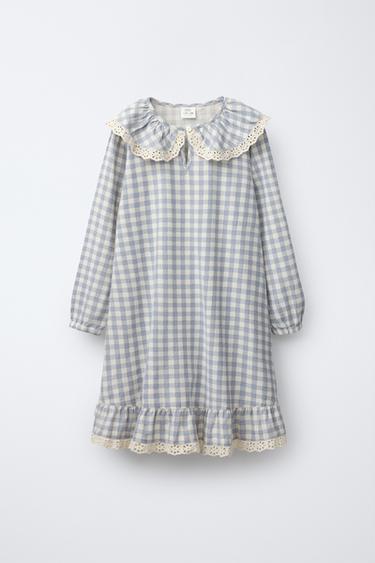 6-14 AÑOS/ CAMISÓN CUADRO VICHY - Gris de Zara