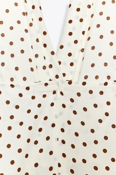 HALTER JUMPSUIT WITH POLKA DOTS - Ecru / Brown by Zara - Image 8