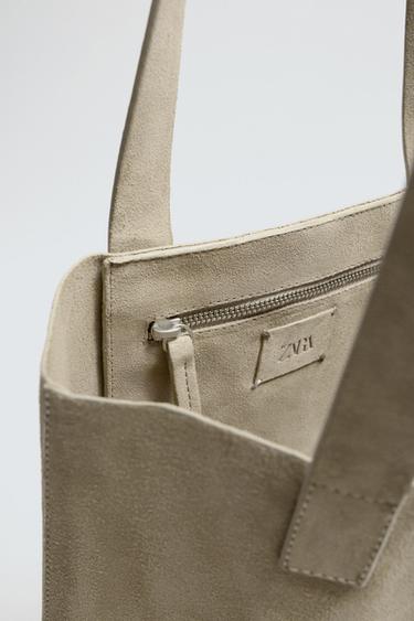 SAC SHOPPER EN CUIR - Marron sable de Zara - Image 3