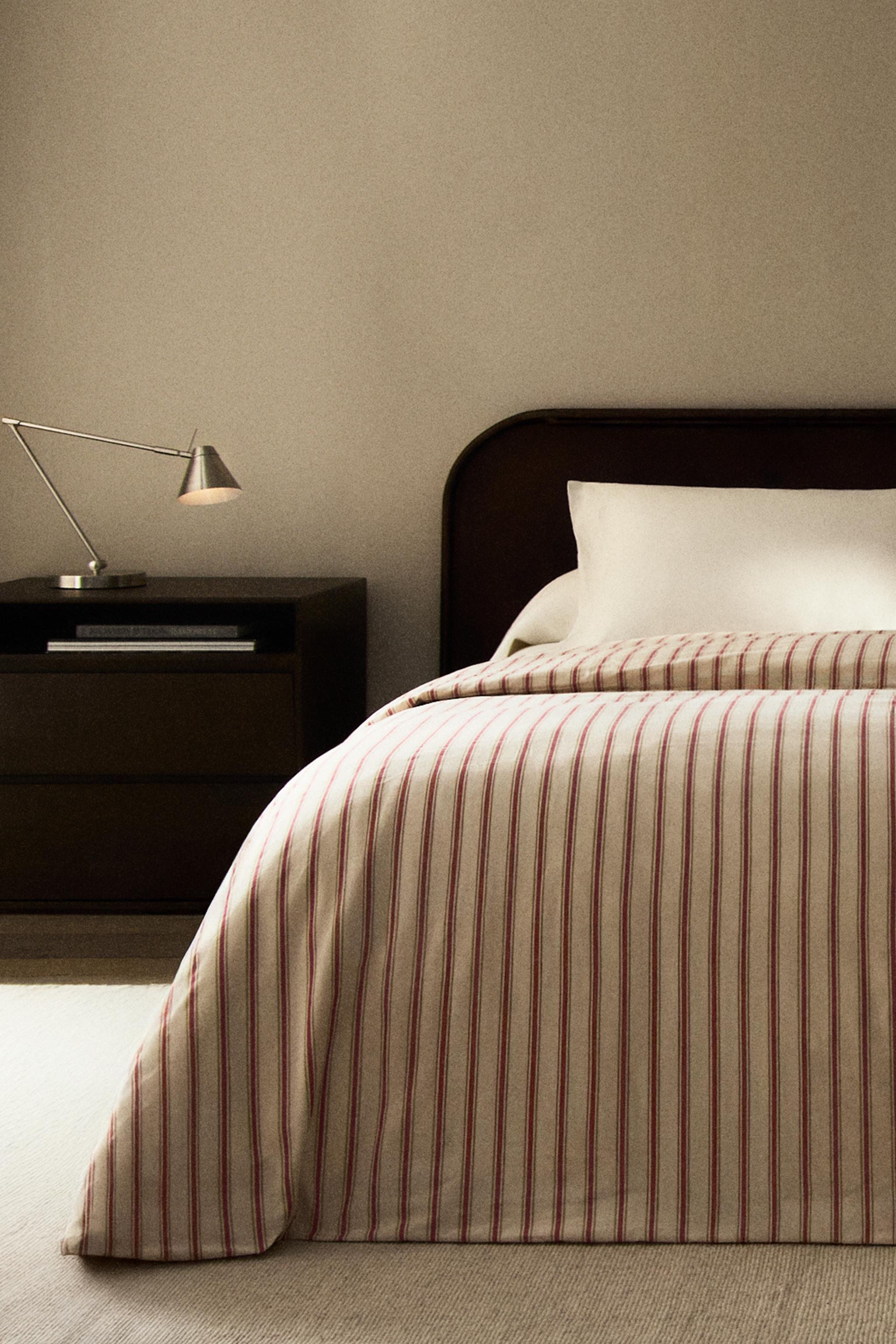 HOUSSE DE COUETTE PERCALE COTON RAYURES (300 FILS)