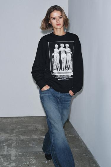 Zara SCULPTURE SWEATSHIRT - Black