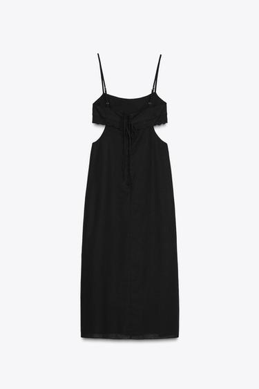 CUT-OUT EMBROIDERED DRESS - Black by Zara - Image 6