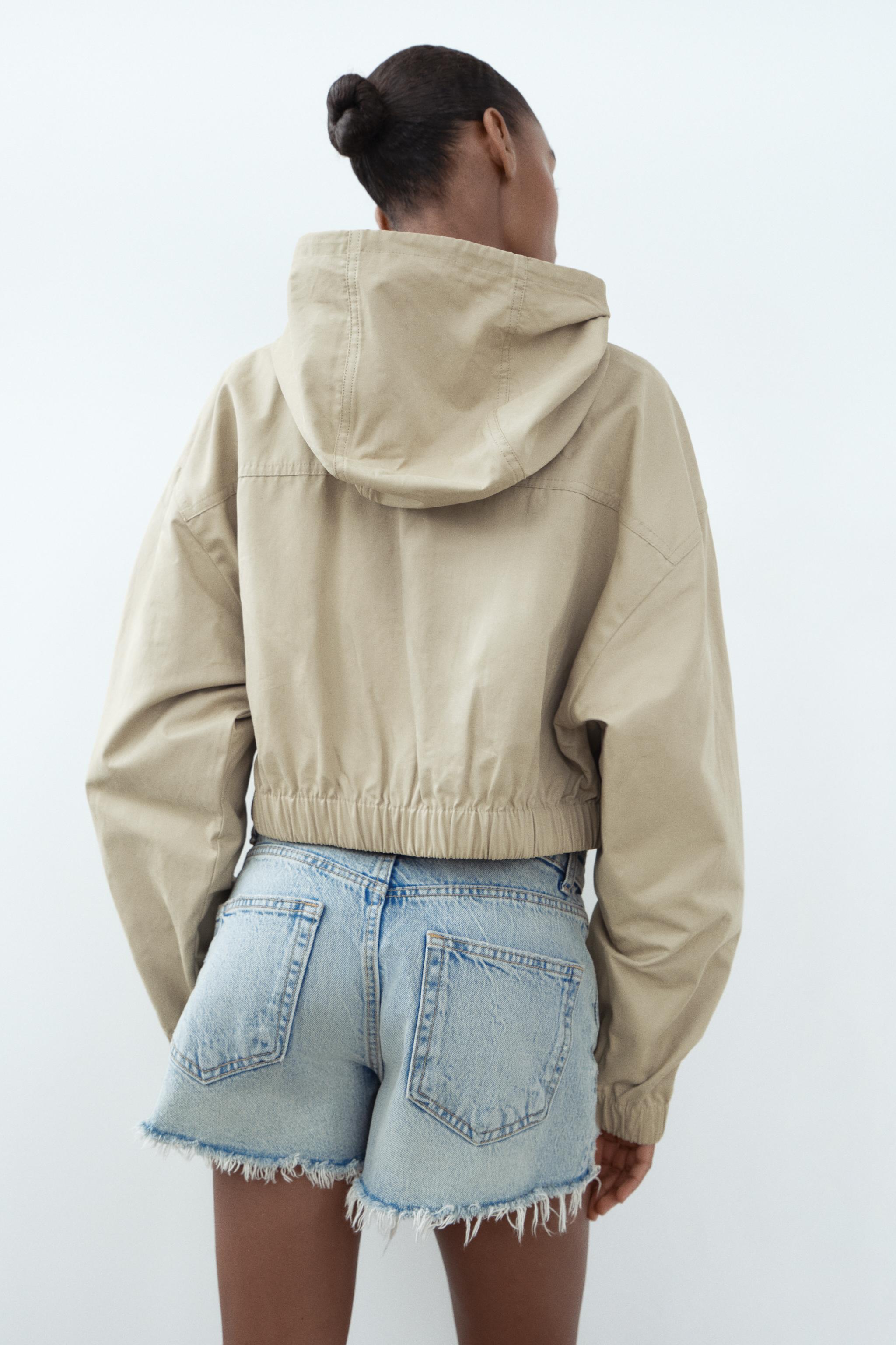 Zara crop hooded cheapest light jacket