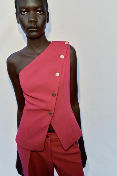 ASYMMETRIC WAISTCOAT - Fuchsia by Zara