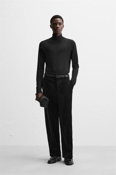 ШЕРСТЯНОЙ СВИТЕР С ВОРОТНИКОМ С ОТВОРОТОМ — ЧЕРНЫЙ от Zara — изображение 0