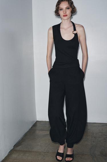TOP RIB PIEZA METÁLICA - Negro de Zara
