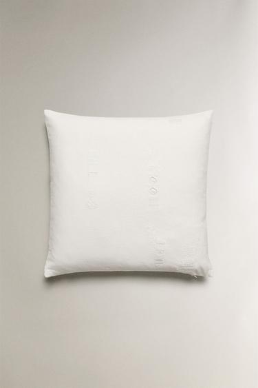 EMBROIDERED LINEN CUSHION - Oyster-white by Zara - Image 0