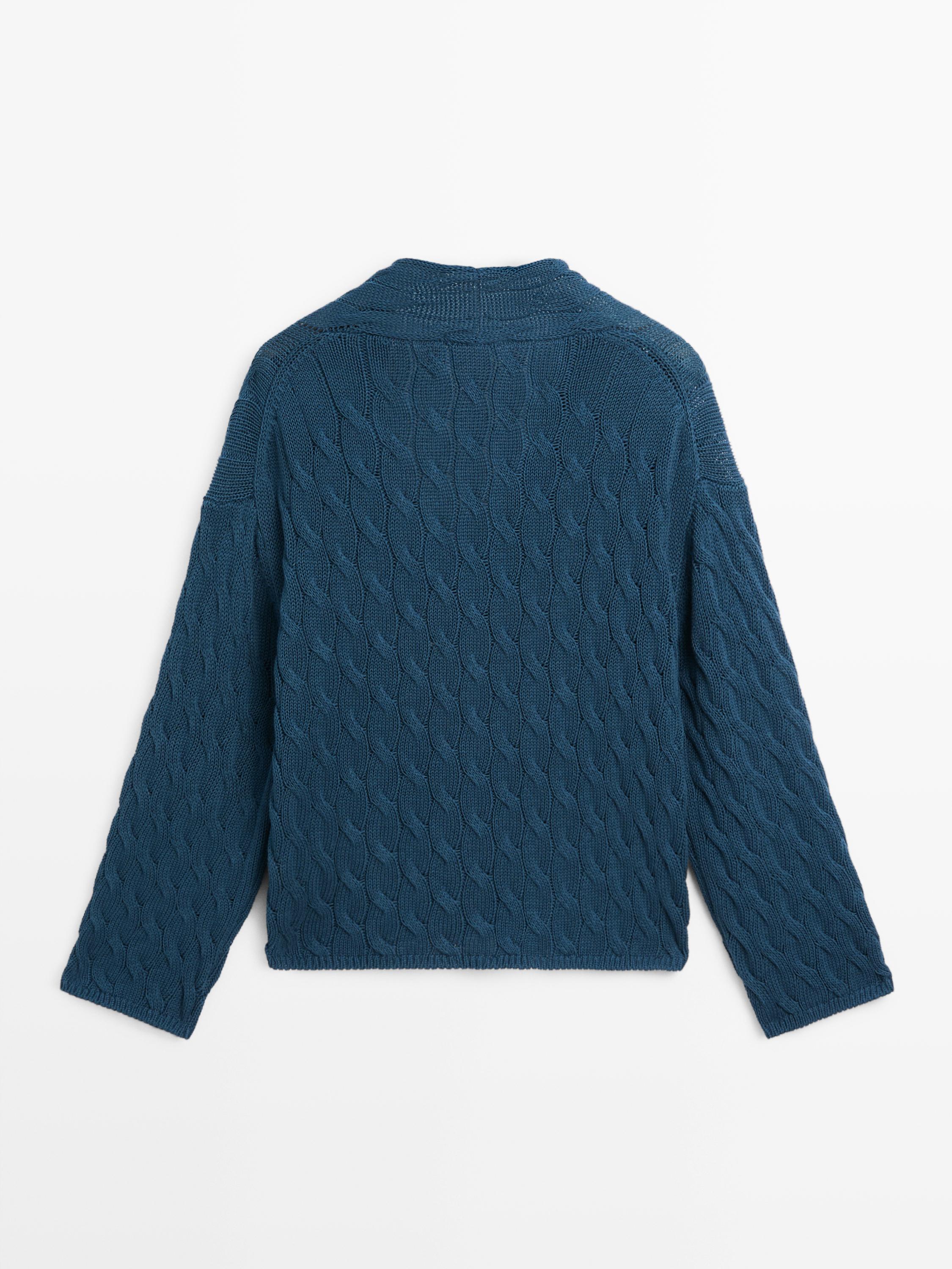 Pull en maille à détail de nœuds coton mélangé