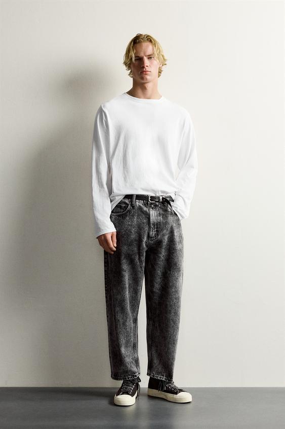 TAPERED WIDE-LEG JEANS - Black by Zara - Image 0