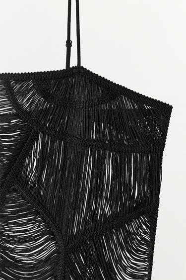 ROBE COURTE À FRANGES - Noir de Zara - Image 7