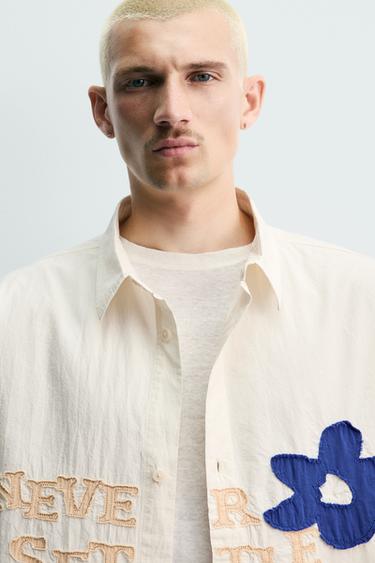 RELAXED FIT SHIRT WITH PATCHES - Ecru by Zara - Image 5