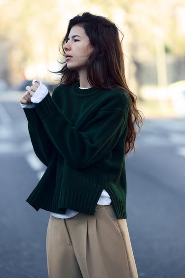 PLAIN KNIT SWEATER - Bottle green by Zara - Image 0
