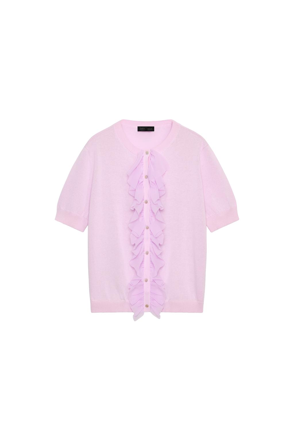 RUFFLED SHORT SLEEVE CARDIGAN - image 3