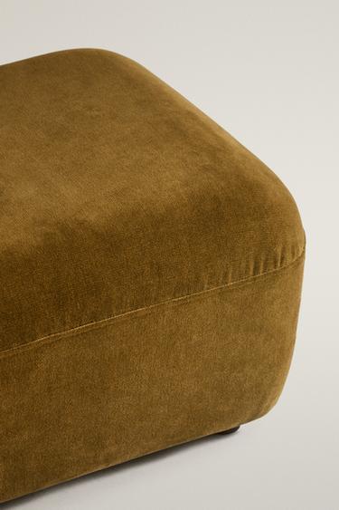 VELVET FOOTSTOOL — Olive green 2