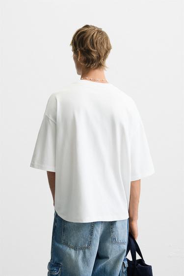 T-SHIRT BOXY FIT MEDIUM WEIGHT - Blanc cassé de Zara - Image 2