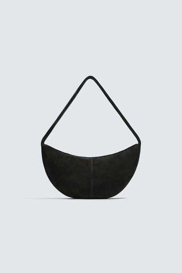 SAC PORTÉ ÉPAULE EN CUIR - Noir de Zara