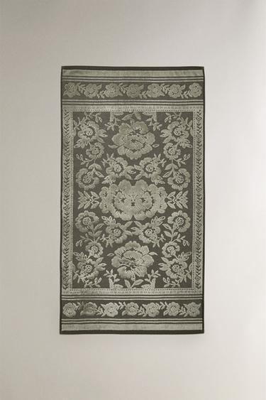 VELOUR JACQUARD BATH TOWEL - Зелений Zara