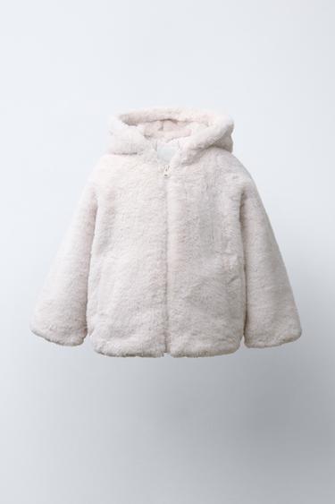FAUX FUR HOODED JACKET - Ecru by Zara - Image 0