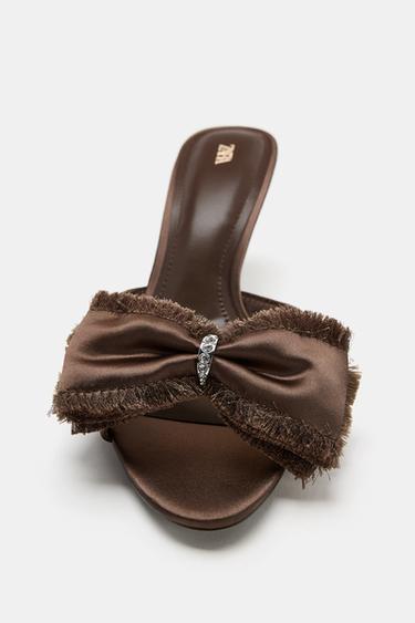 SATIN EFFECT HEELS - Chocolate Brown by Zara - Image 3