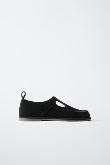 LEATHER T-BAR SHOES - Black by Zara