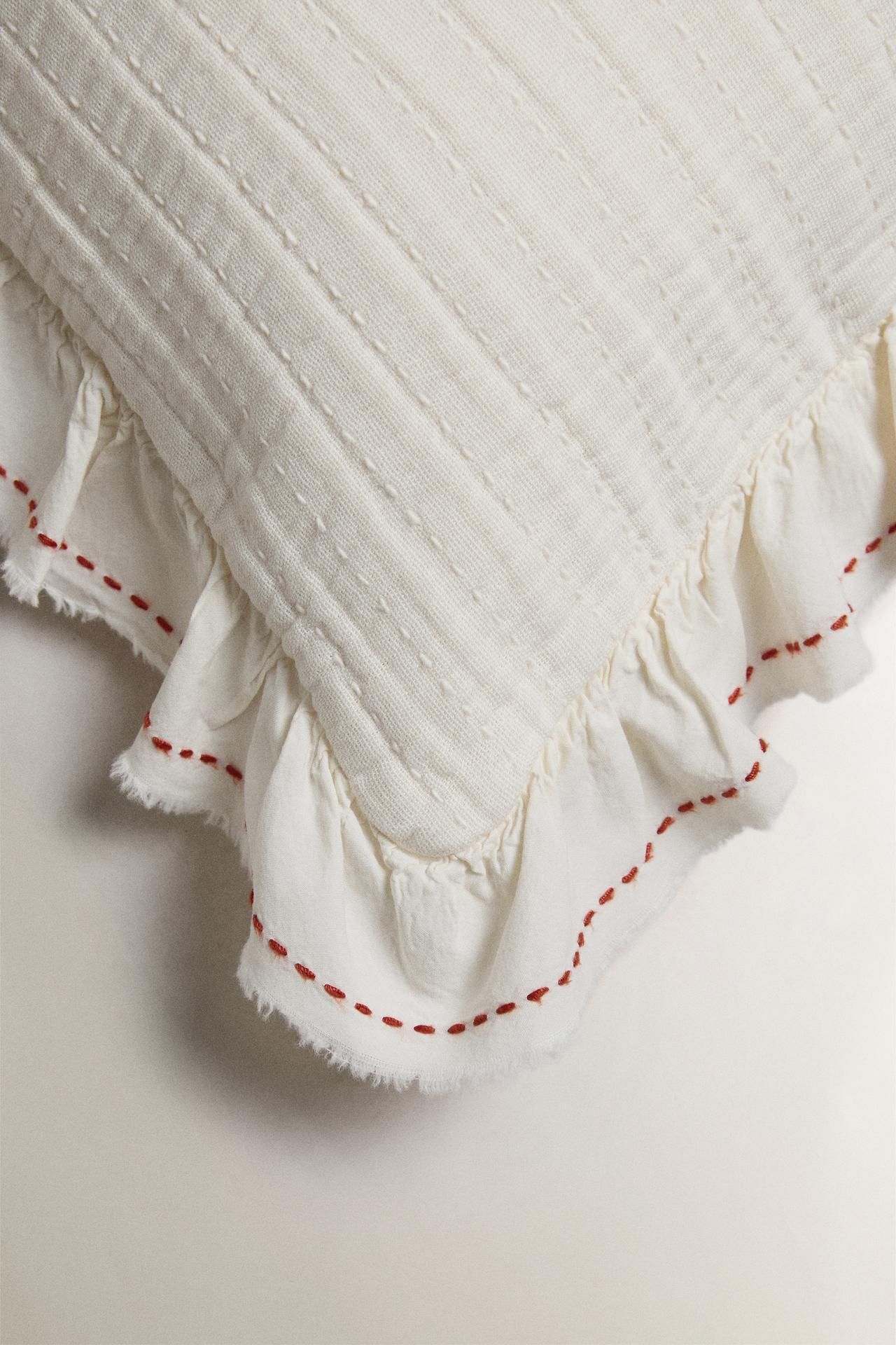 KIDS' TEXTURED RUFFLE THROW PILLOW COVER — Orange