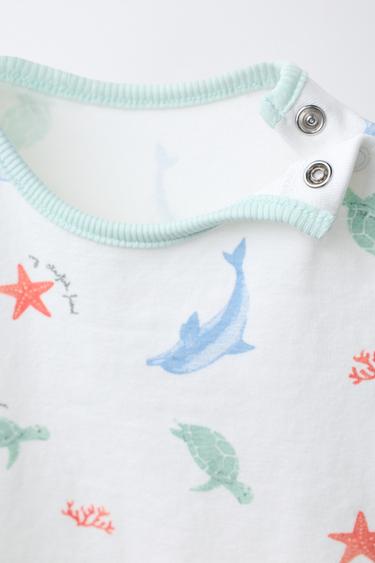 LOT DE DEUX PYJAMAS ENTIERS IMPRIMÉ MER - Écru de Zara - Image 3