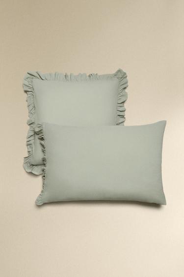 フリル ピローケースグリーンZaraのフリル ピローケース - グリーン 
